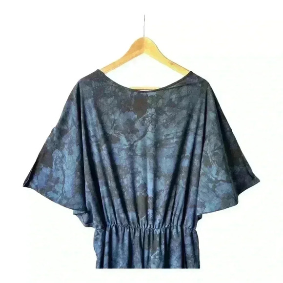 HALSTON Blue and Black Dyed Marble Print Tie Dye Jumpsuit Size Large - Picture 3 of 10